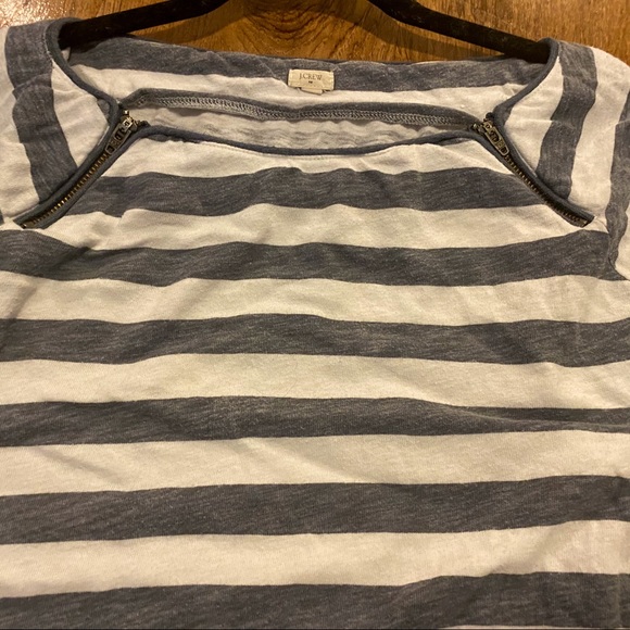 J. Crew Striped Top with Zippers, Medium - Picture 2 of 2
